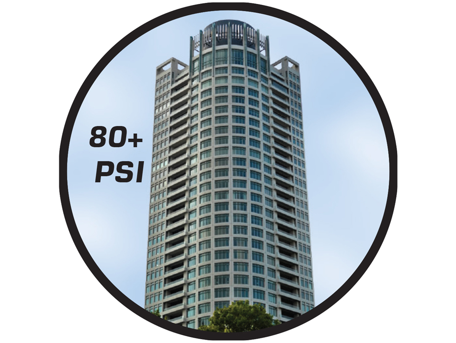 80 plus psi graphic with large building