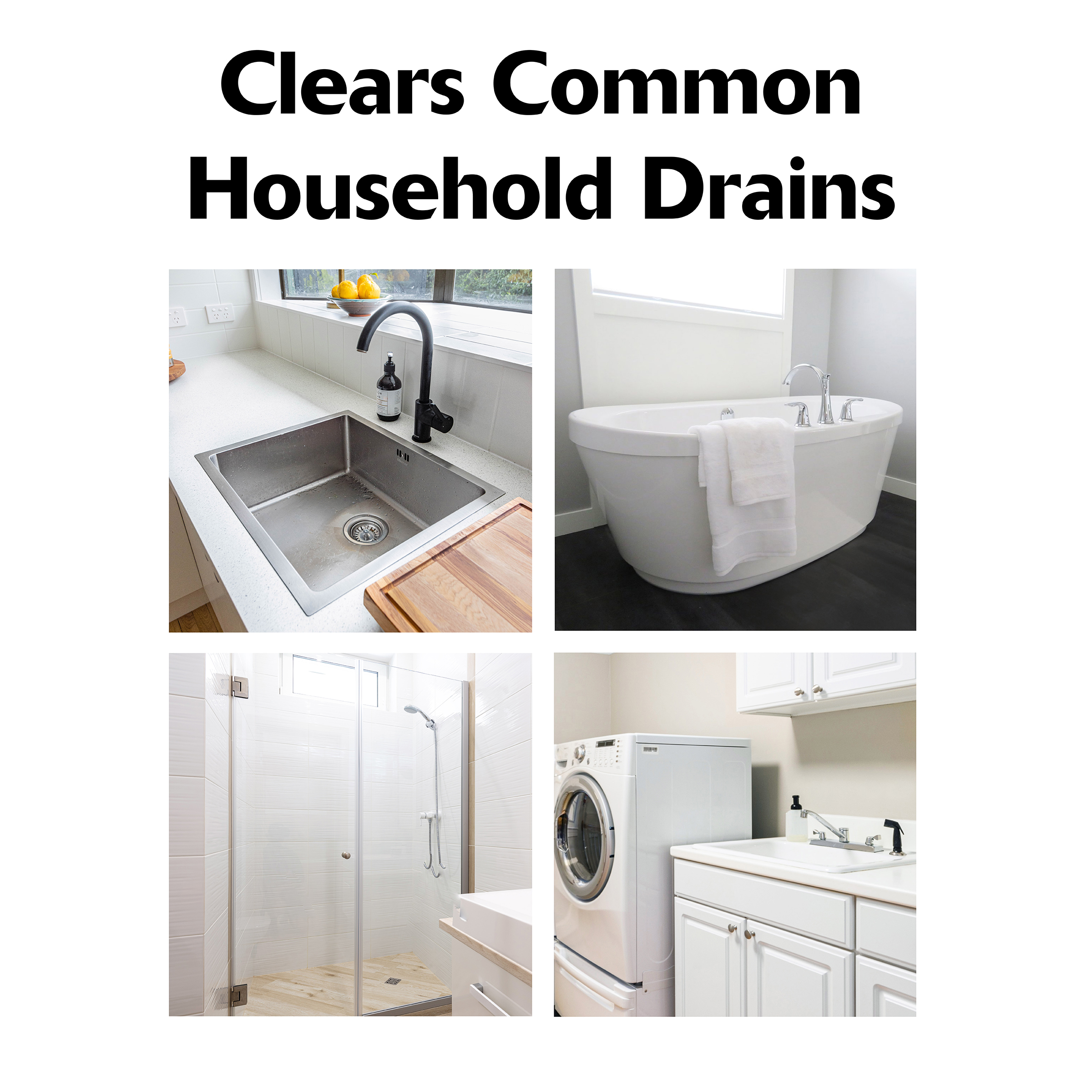 Clears Common Household Drains