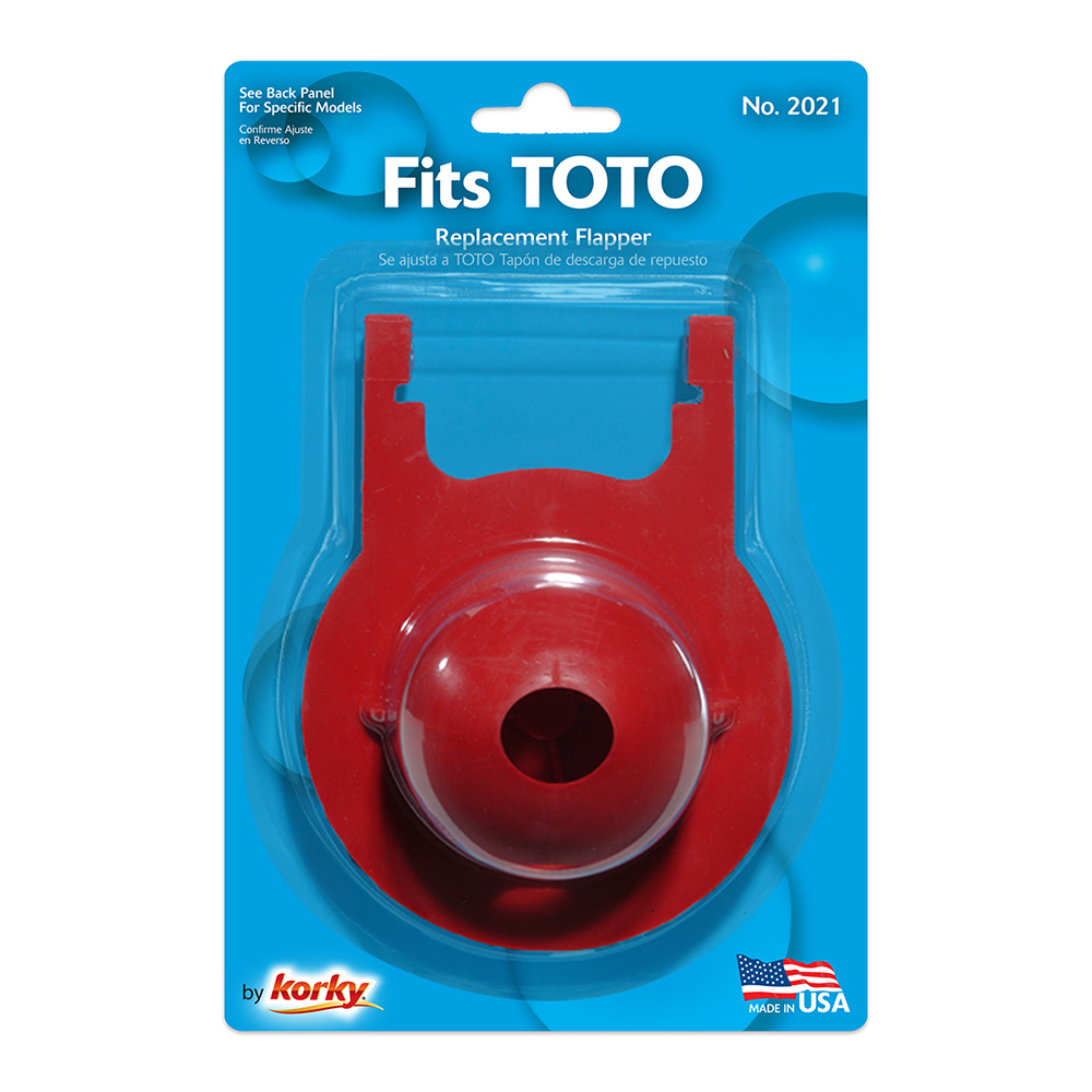 Large 3 inch TOTO Red Toilet Flapper in packaging