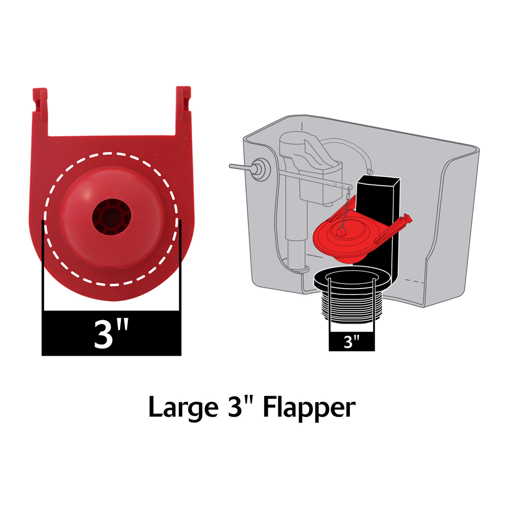 Large 3 inch Kohler Class Five Toilet Flapper Dimensions