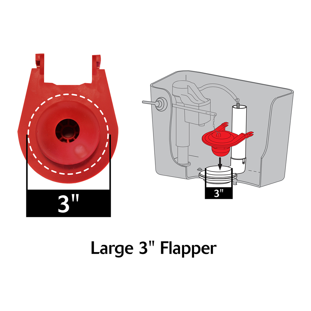 Large 3 inch Eljer Titan Replacement Toilet Flapper Dimensions