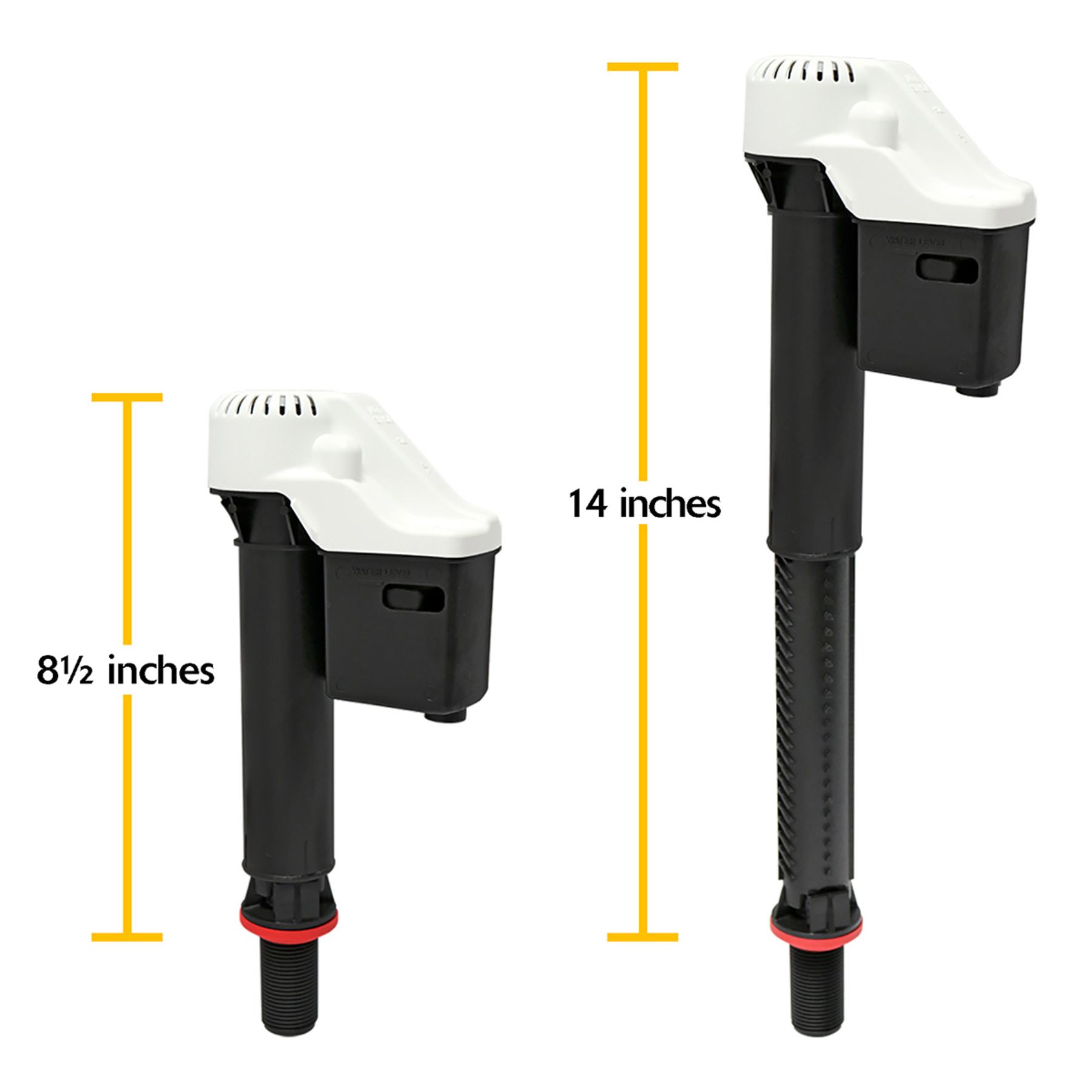 QuietFILL Toilet Fill Valve and 2 Inch Toilet Flapper Kit Fill Valve Dimensions