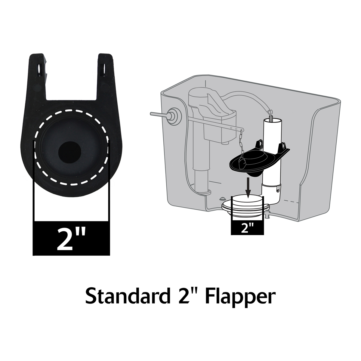 Standard 2 inch flapper dimensions 