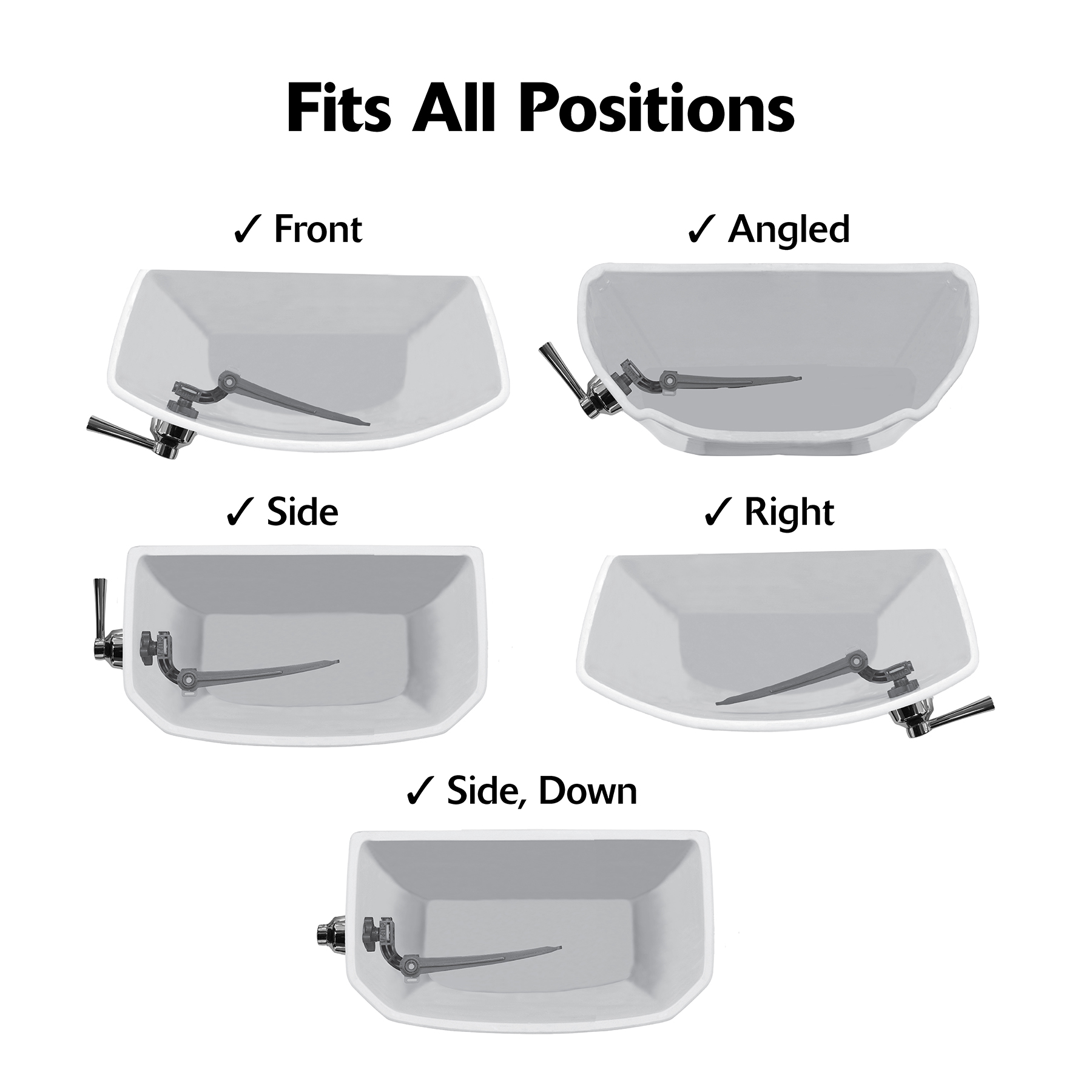 Korky StrongARM flush levers fit all positions in a toilet tank