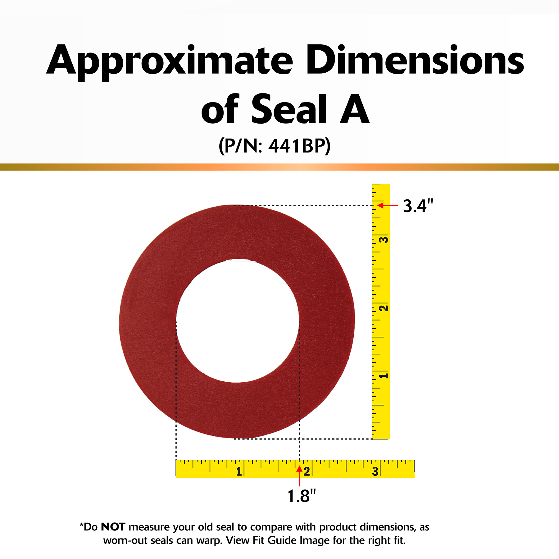 this image shows the approximate dimensions of seal a