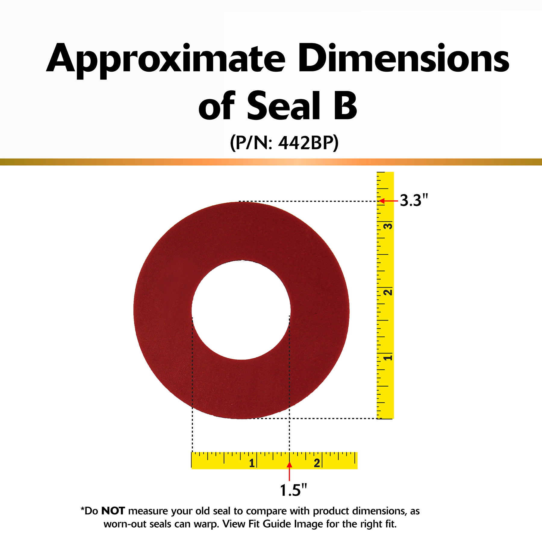 this image shows the approximate dimensions of seal b