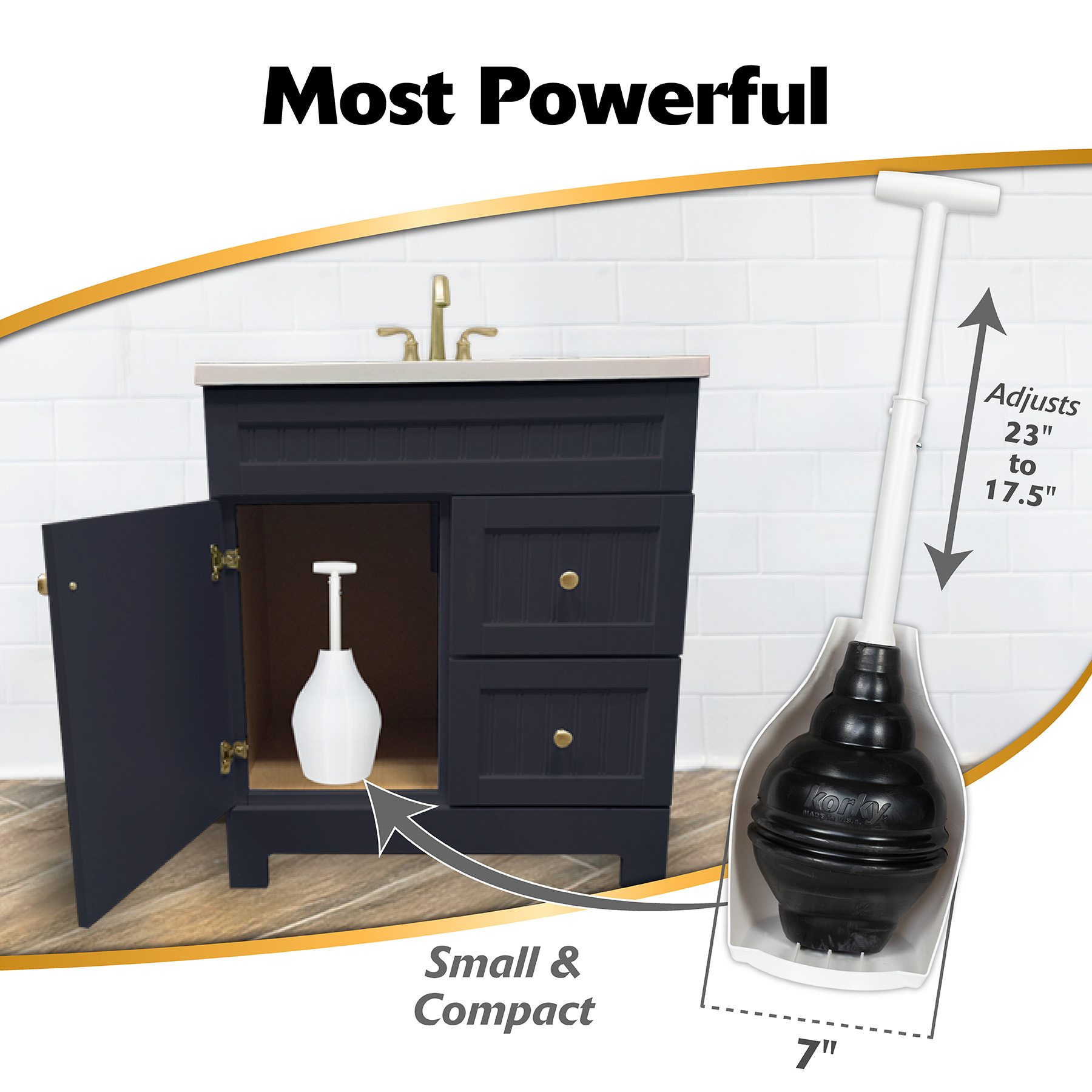 this image shows the beehive hideaway dimensions and how it can collapse and fit under a vanity