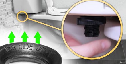 this image shows how to install the mounting nut onto the bottom of the fill valve