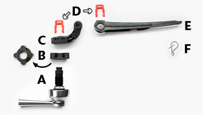 this image shows all of the components of a strong arm handle and lever