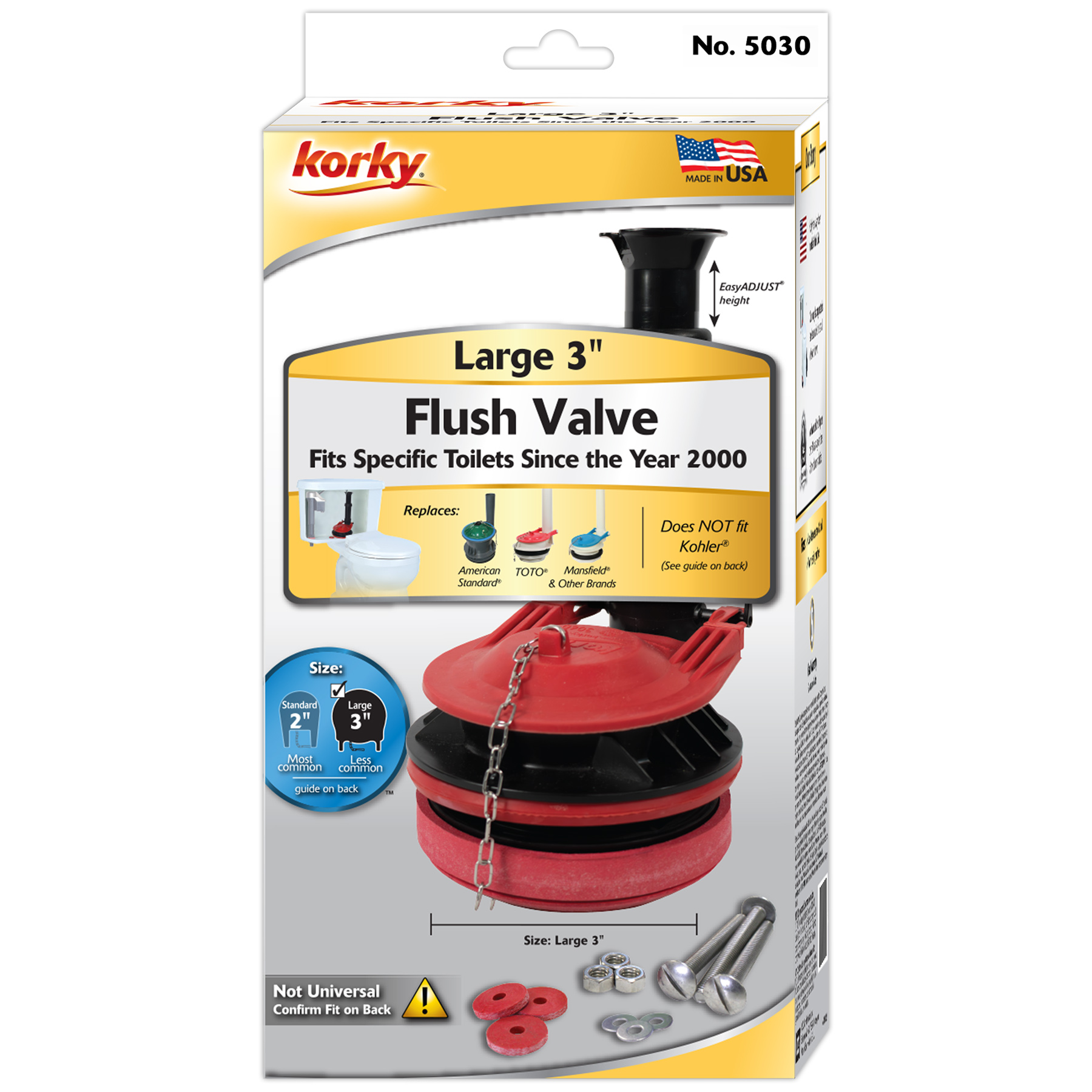 large 3 inch flush valve in packaging