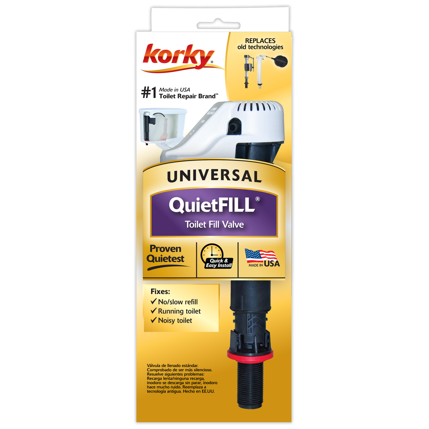 quietfill toilet fill valve in packaging