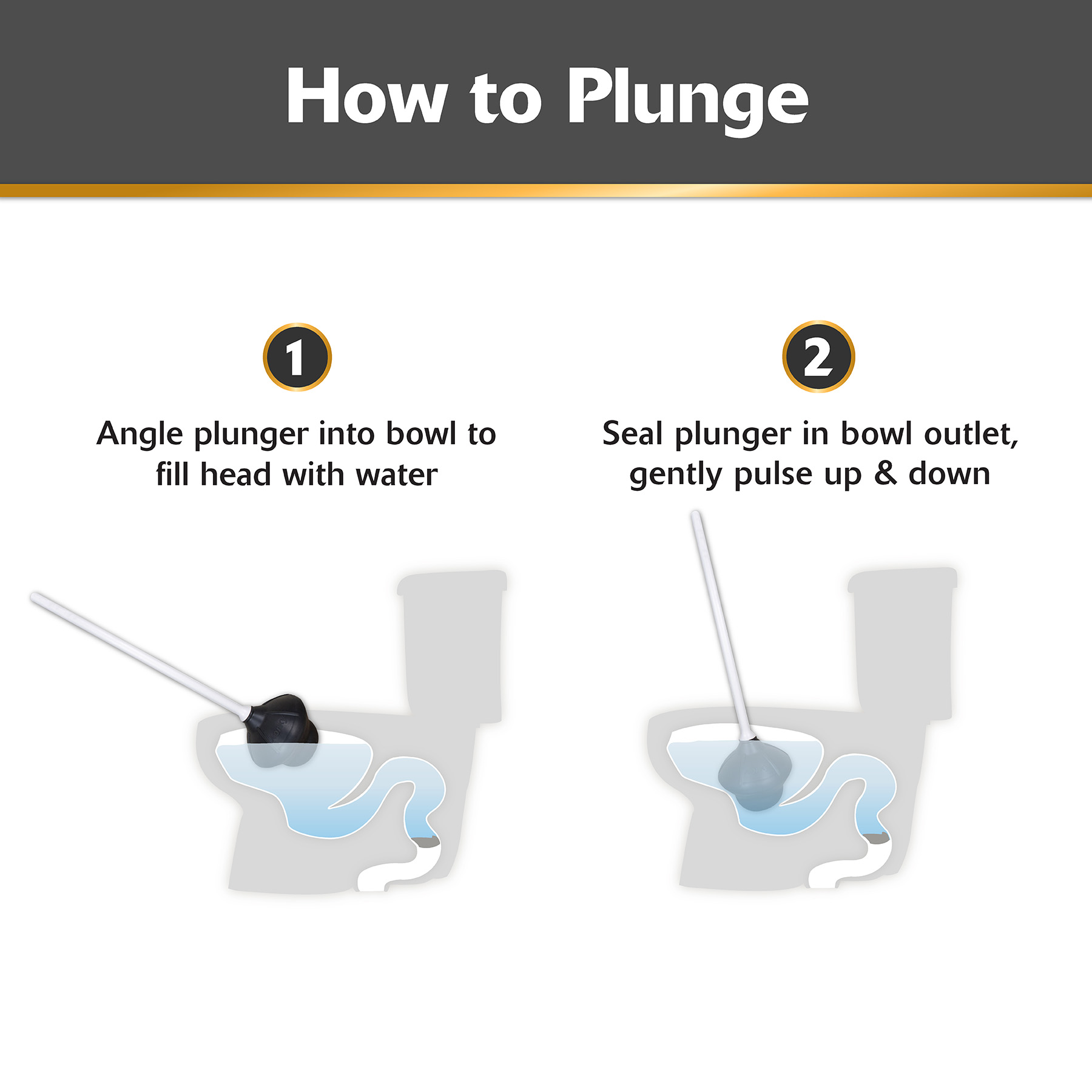 this graphic shows how to properly plunge a toilet