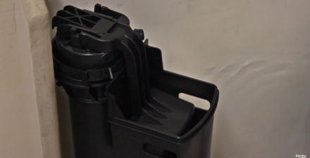 this image shows a korky fill valve without the cap highlighting what the float looks like