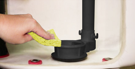 this image shows you how to clean the flush valve opening