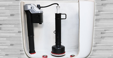 this image shows how to attach a refill tube to a mansfield flush tower