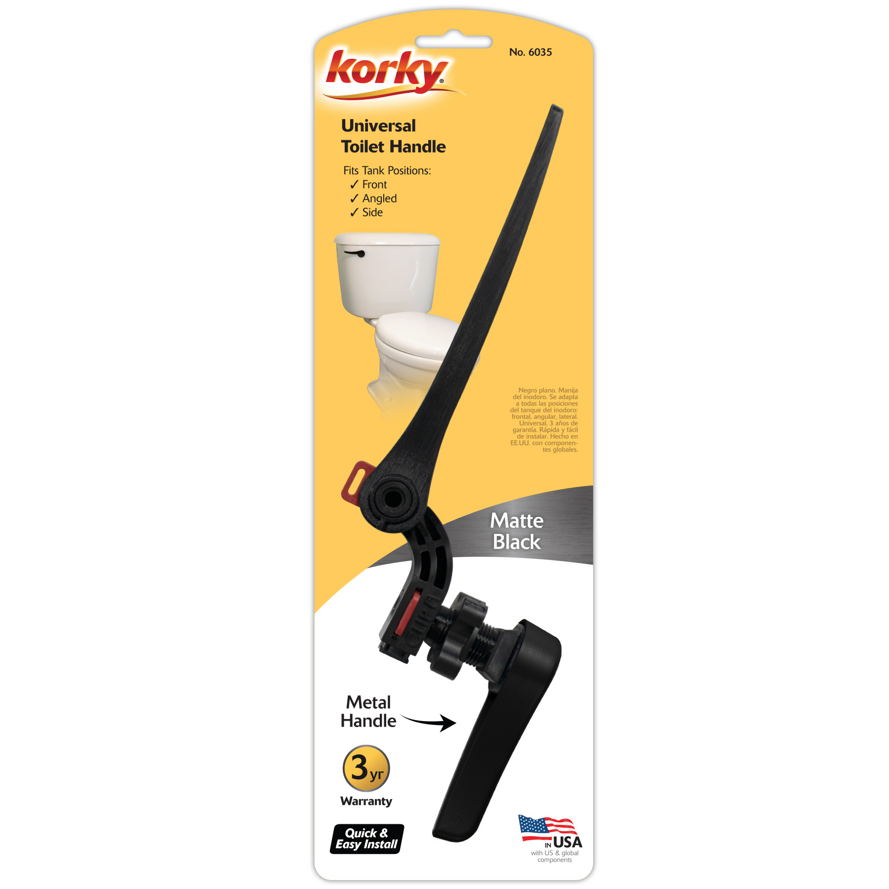 matte black toilet flush handle in packaging