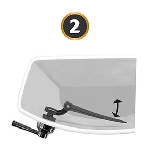 this image shows how to attach the elbow and lever arm to the handle