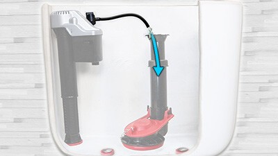 this image contains a fill valve tube inside a toilet tank