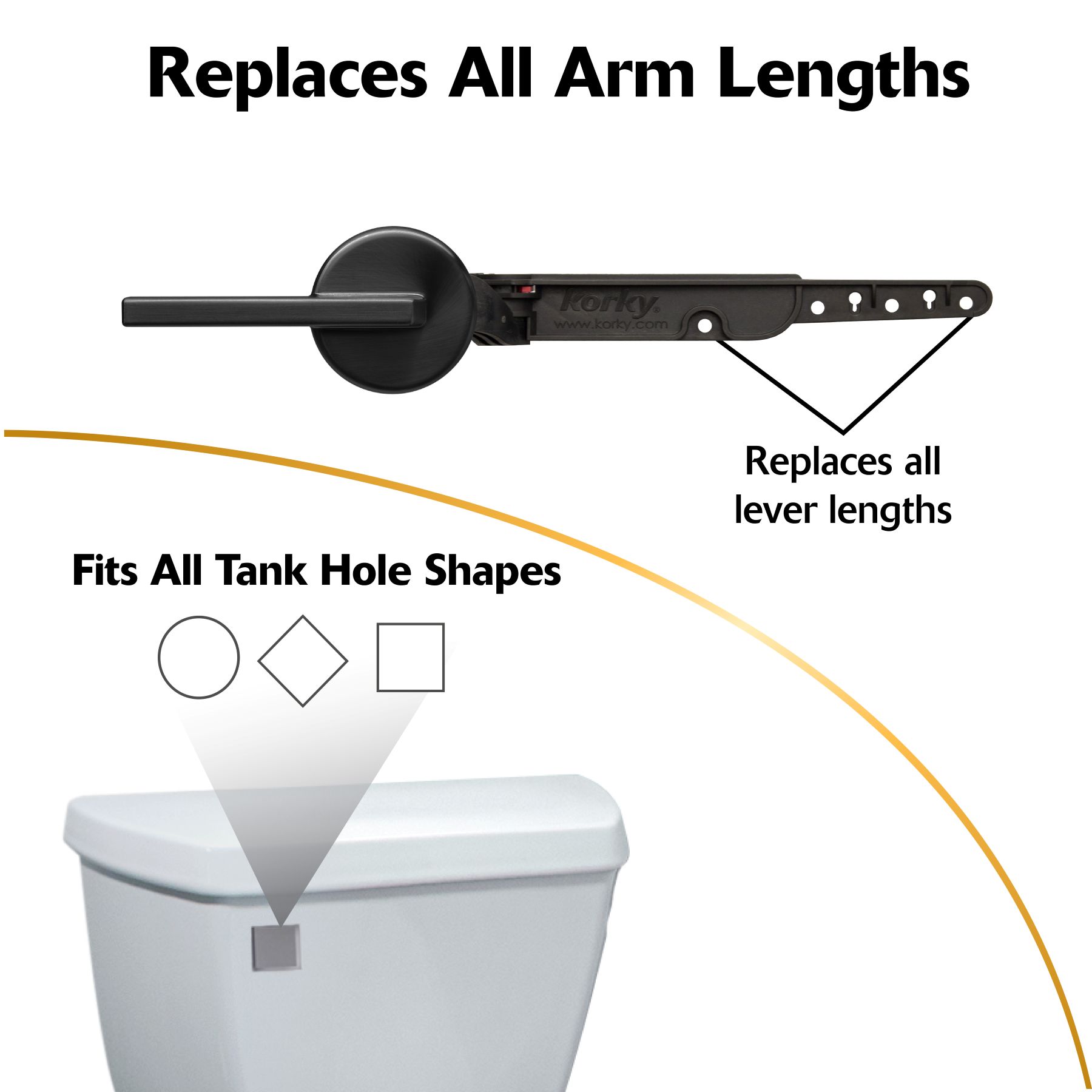 matte black contemporary tank lever replaces all arm lengths