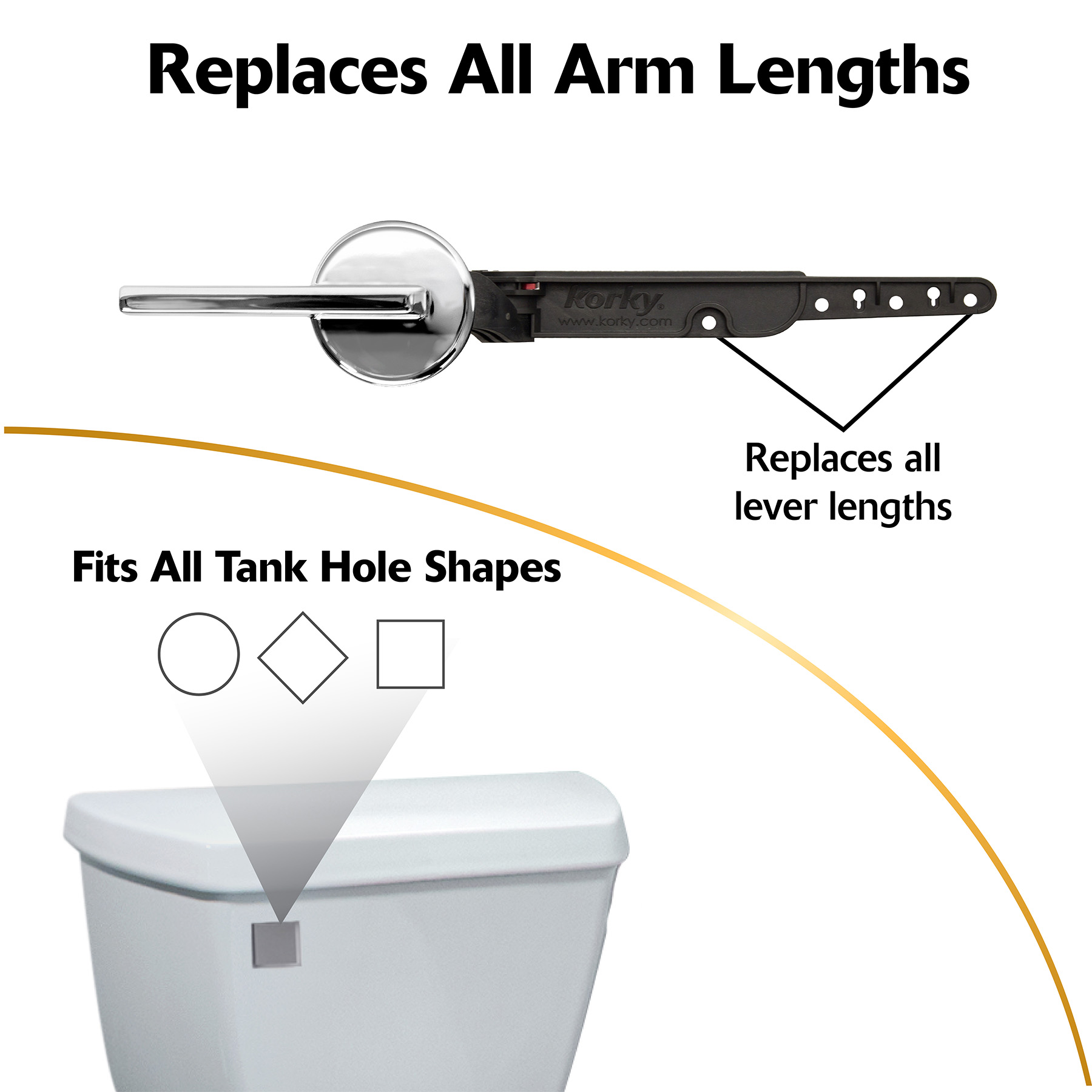 chrome contemporary toilet lever replaces all arm lengths