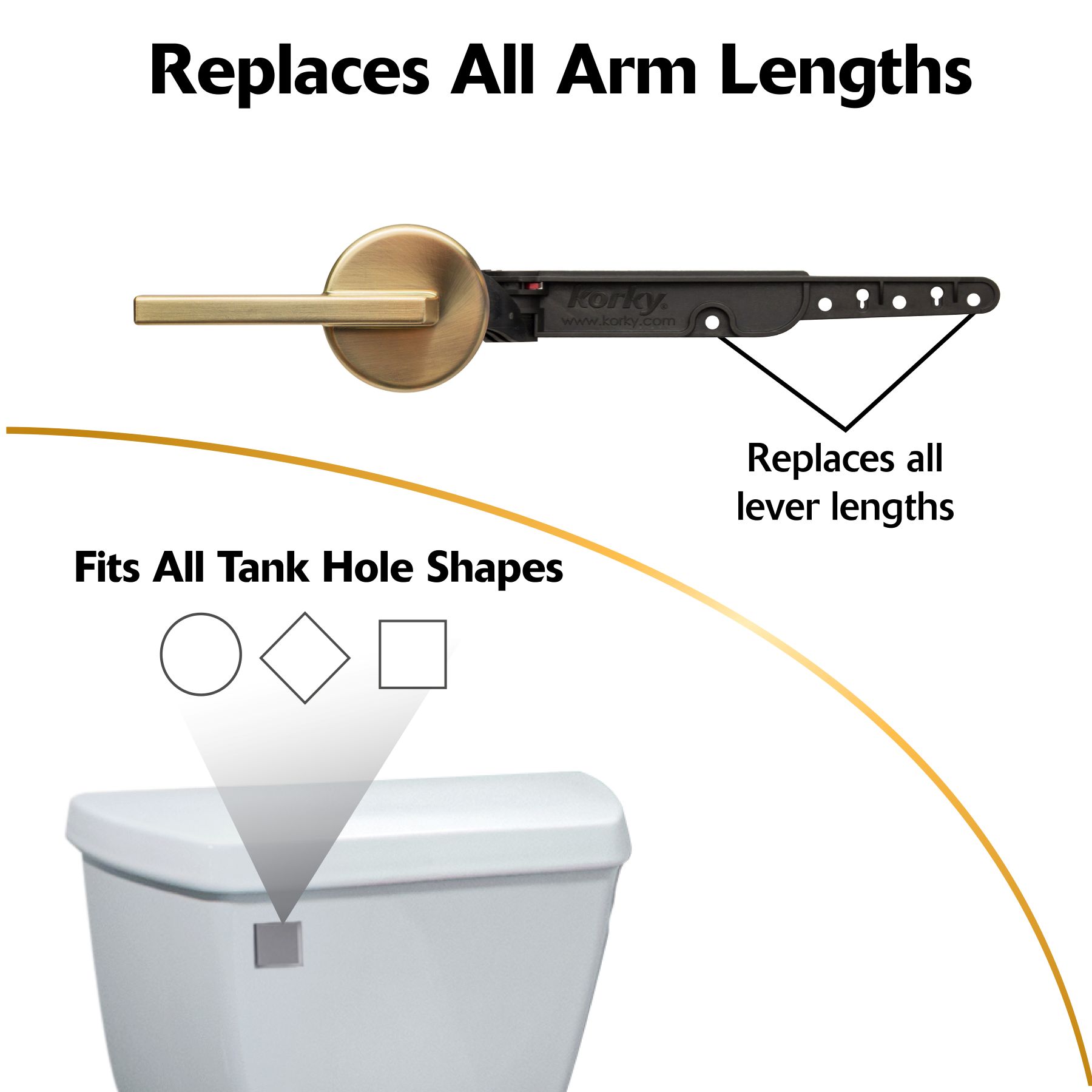 brushed gold contemporary tank lever replaces all arm lengths