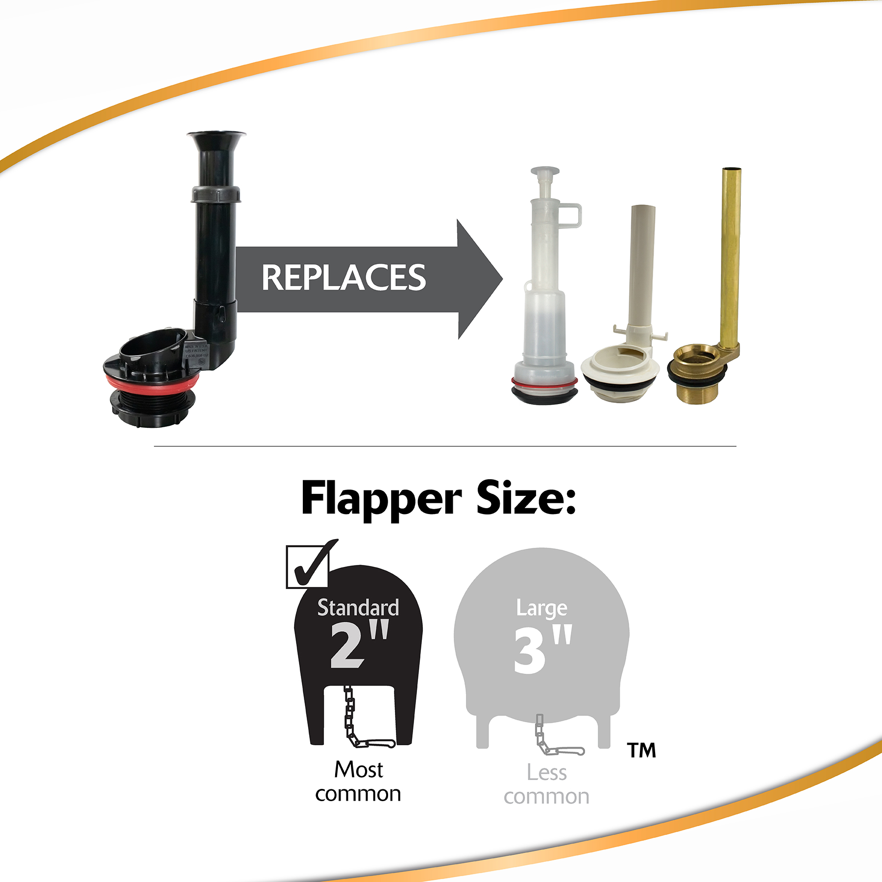 replaces standard 2 inch flush valves