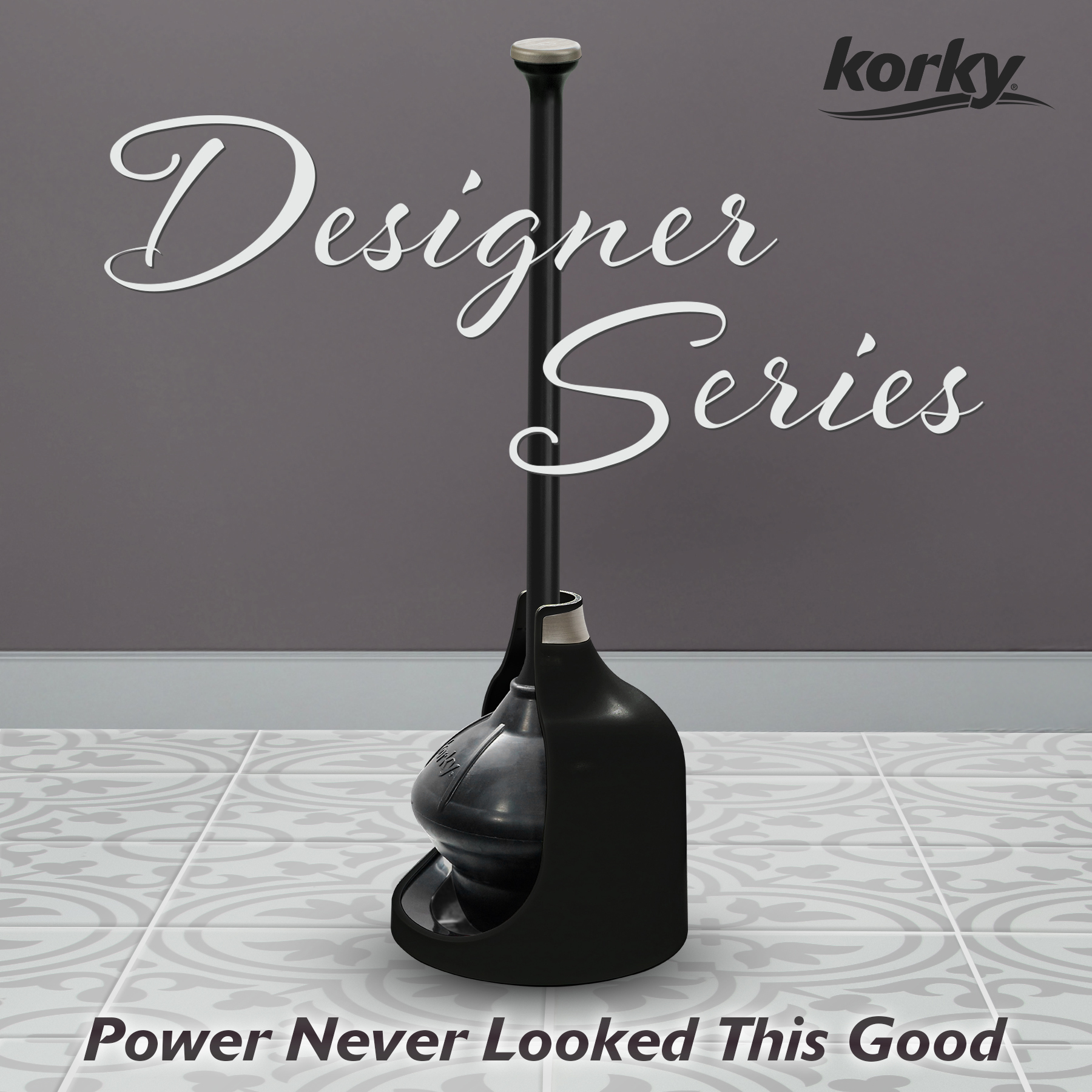black and brushed nickel designer series toilet plunger
