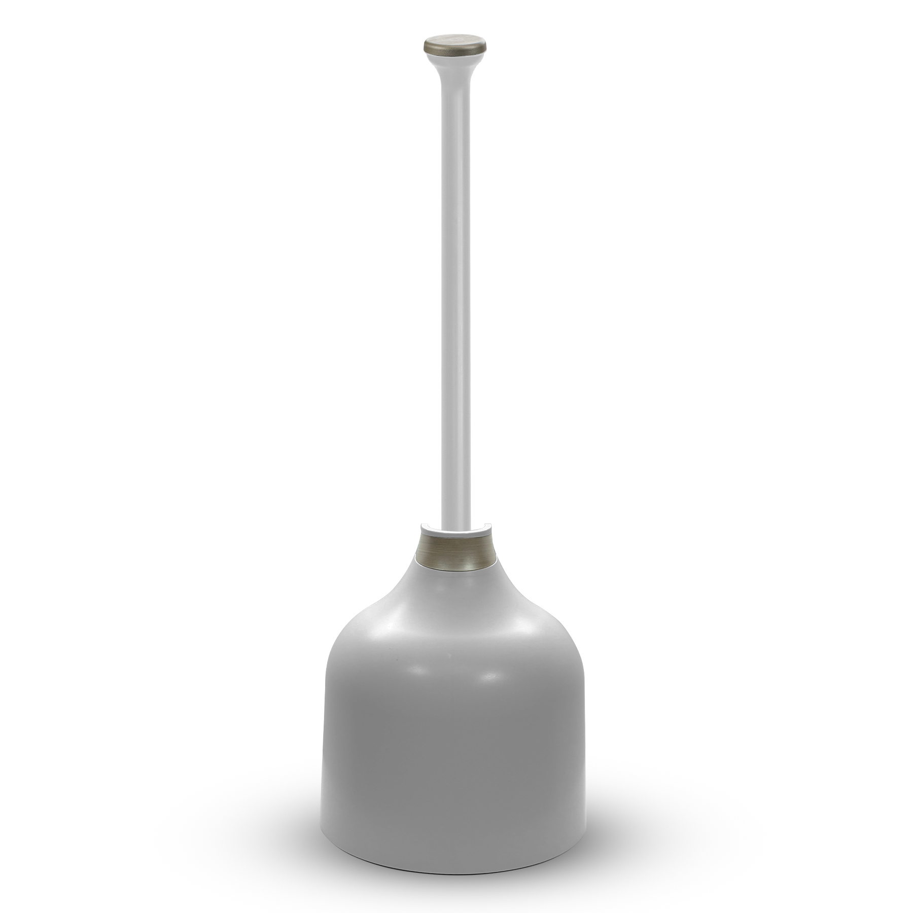 gray and brushed nickel designer plunger and holder