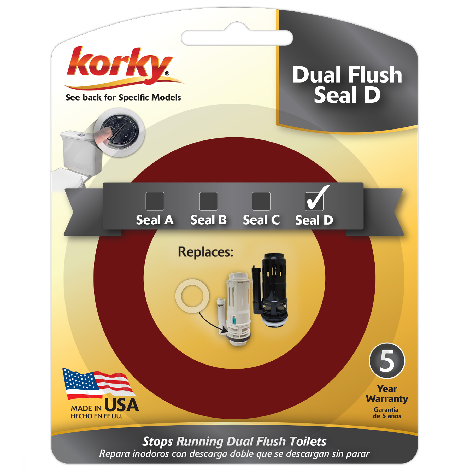 dual flush seal d in packaging