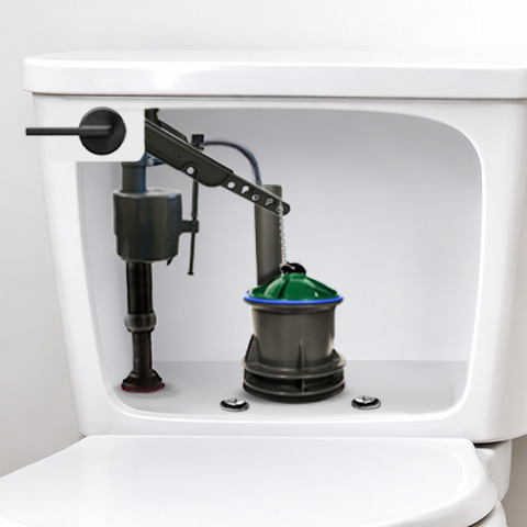 this image shows an american standard champion 4 with a strongarm toilet handle