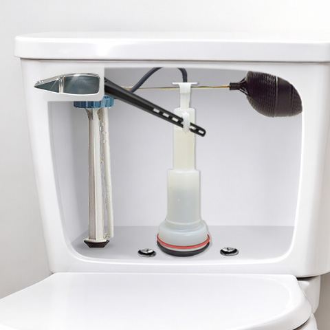 this image shows a mansfield flush valve with a toilet handle
