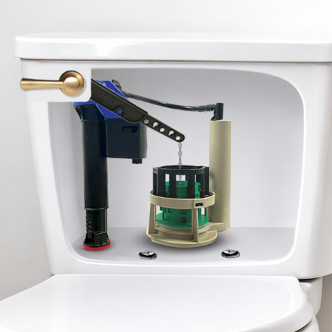 this image shows a toto flush tower with a strongarm toilet handle