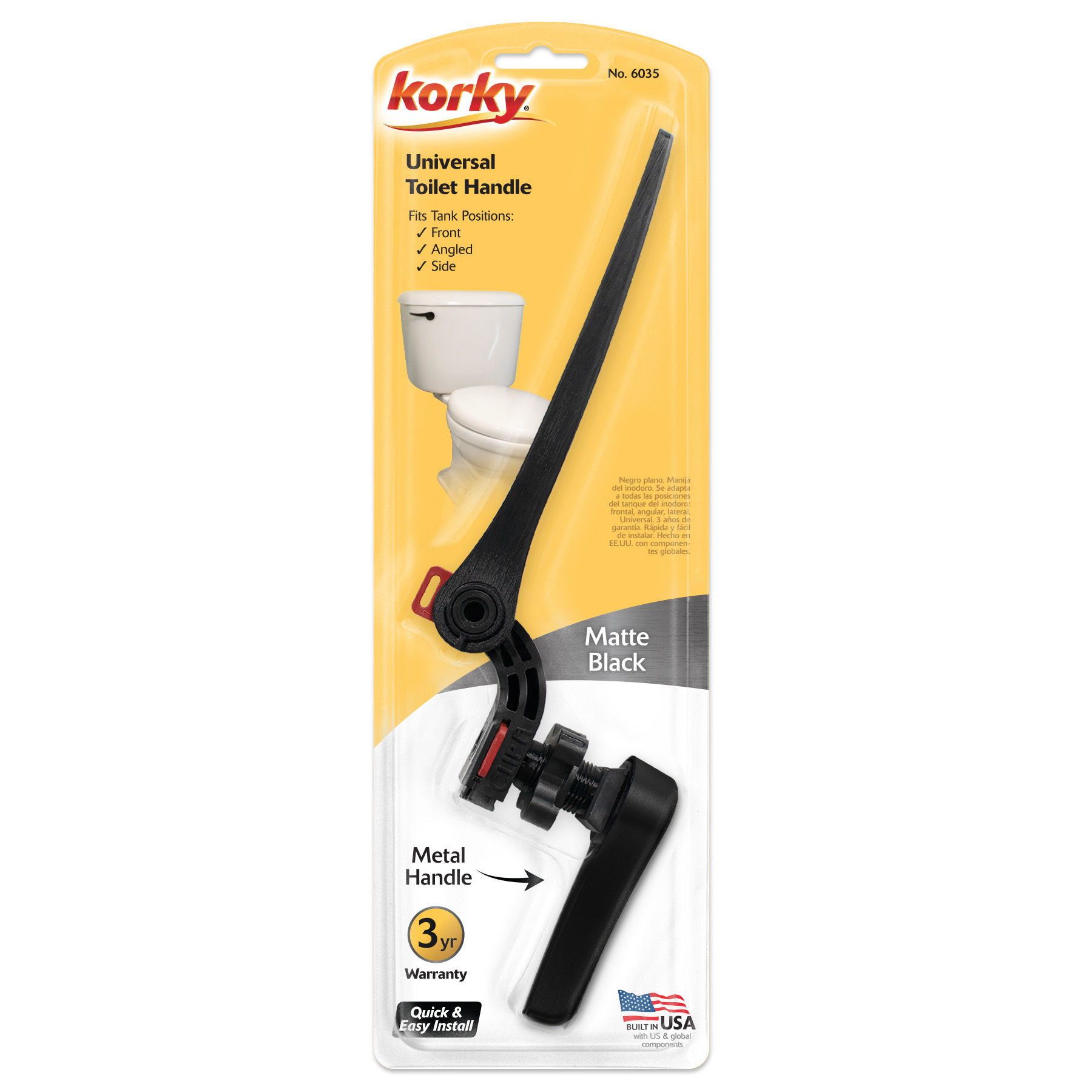 matte black toilet handle in packaging