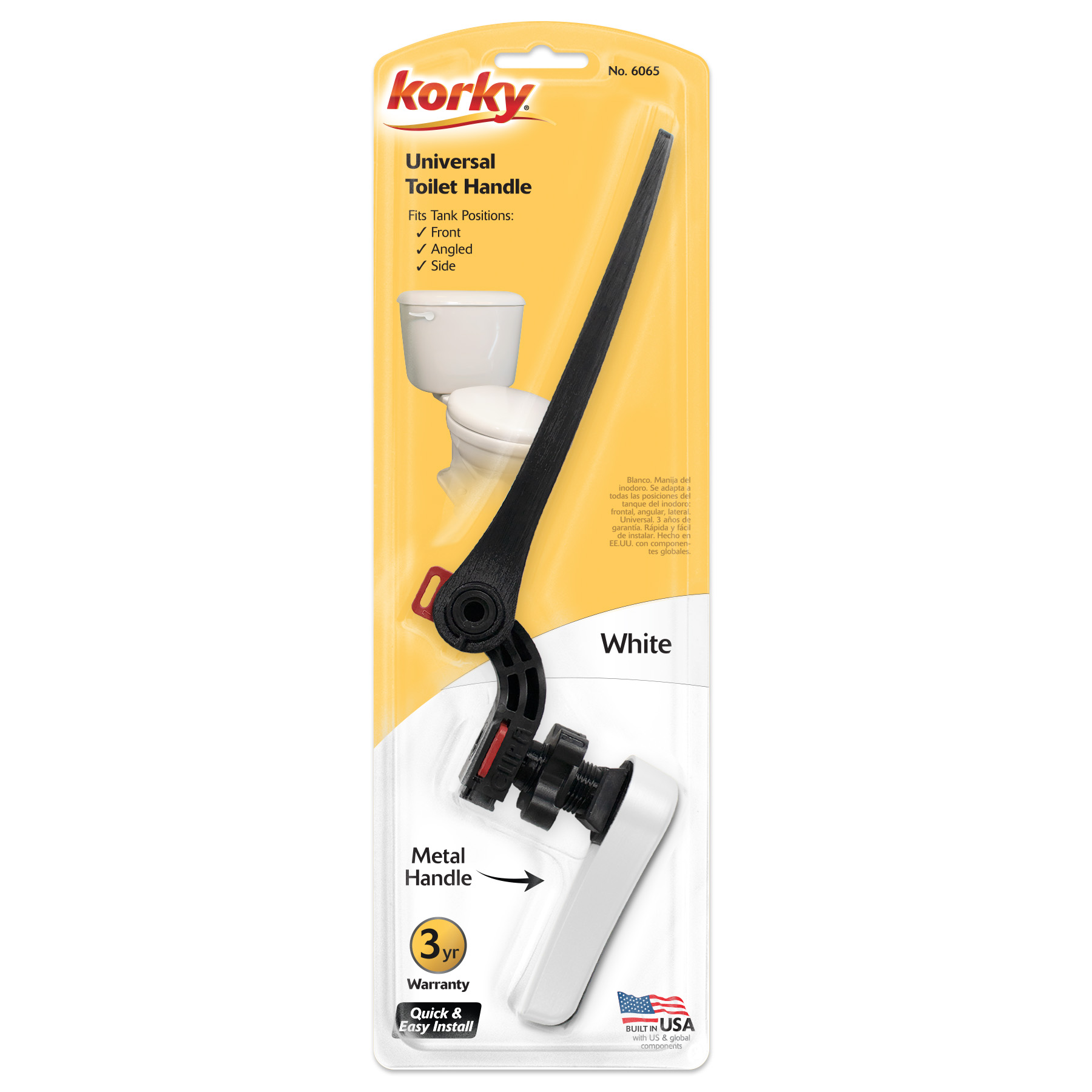 white toilet handle in packaging