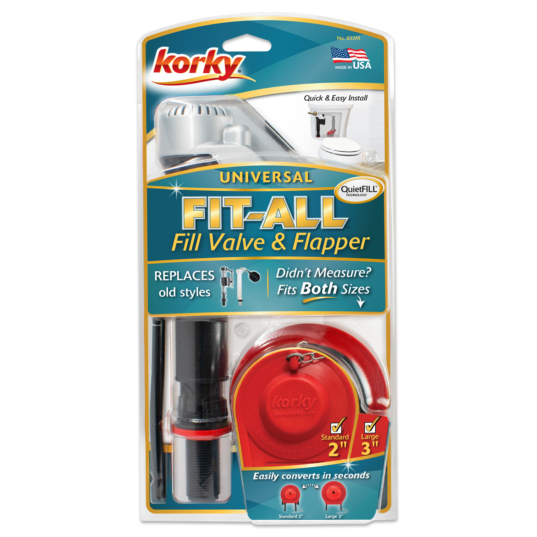 fit all fill valve and flapper kit in packaging