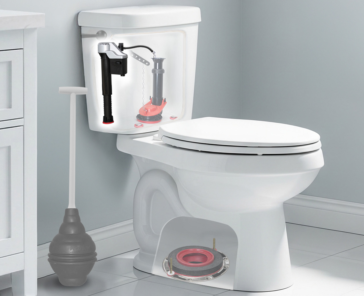 this image shows what a toilet fill valve looks like inside a toilet tank