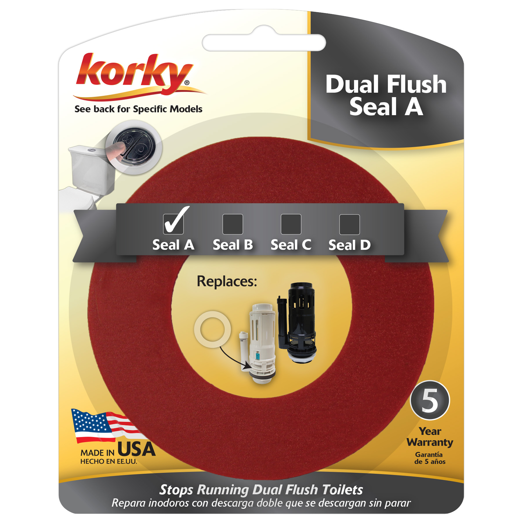 this image shows the dual flush seal in packaging