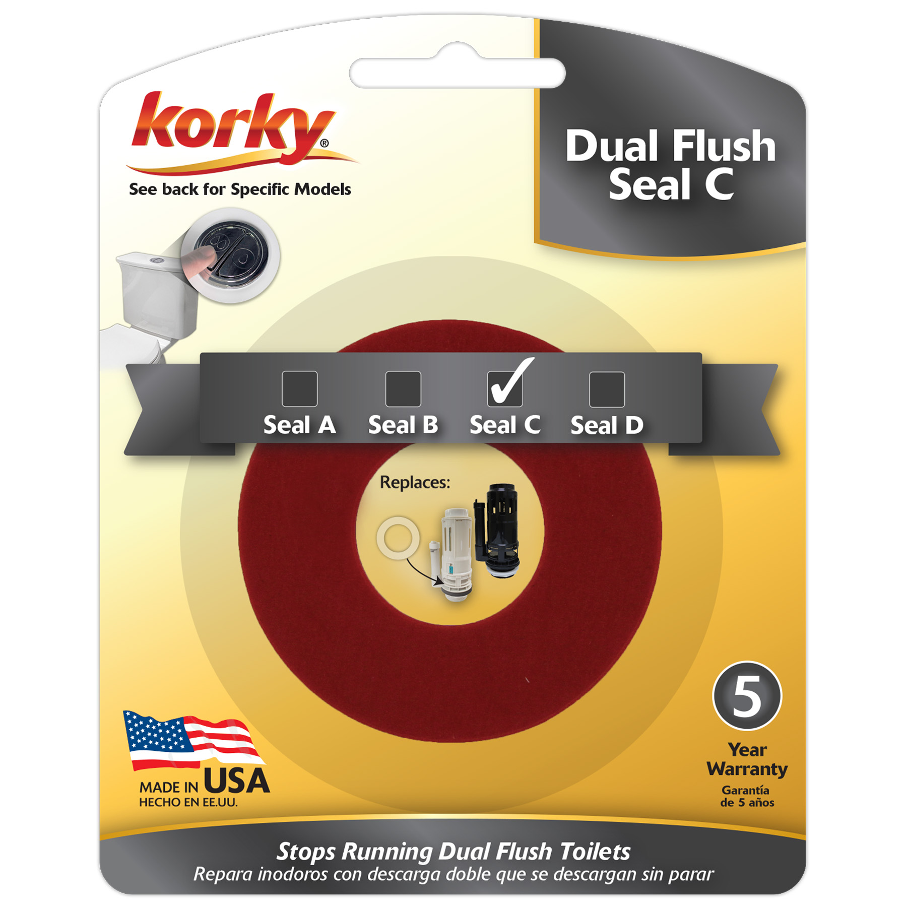 this image shows the dual flush seal in packaging