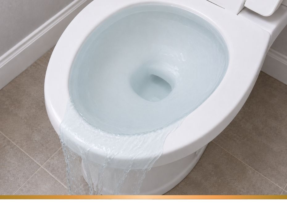 this image shows a toilet bowl overflowing