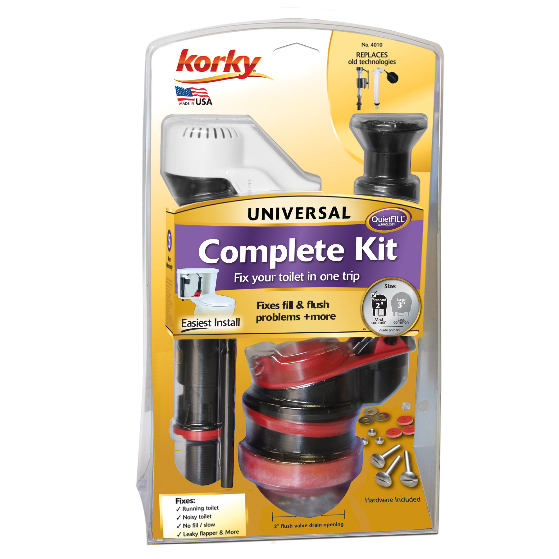 korky complete toilet repair kit in packaging