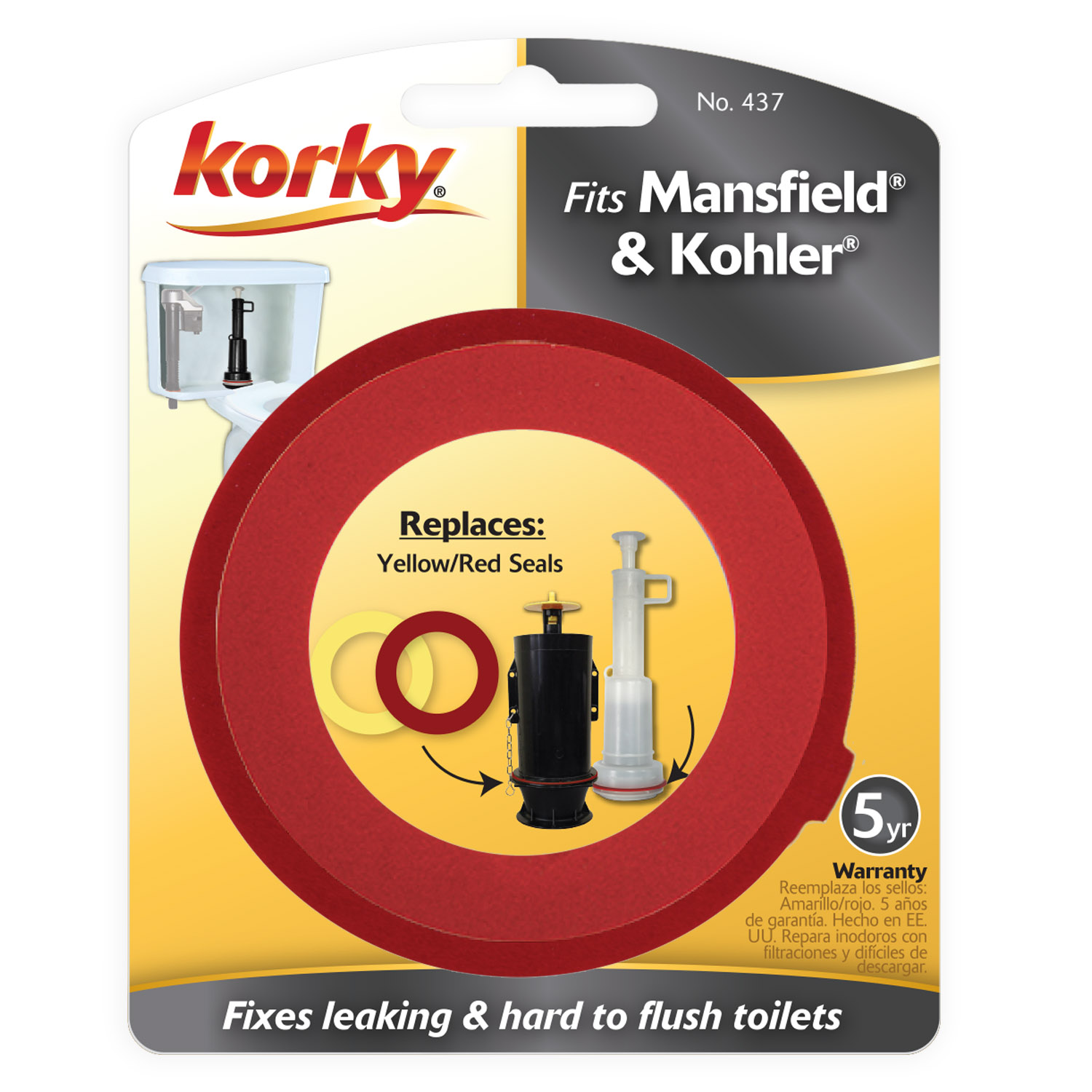fits mansfield and kohler flush seal in packaging