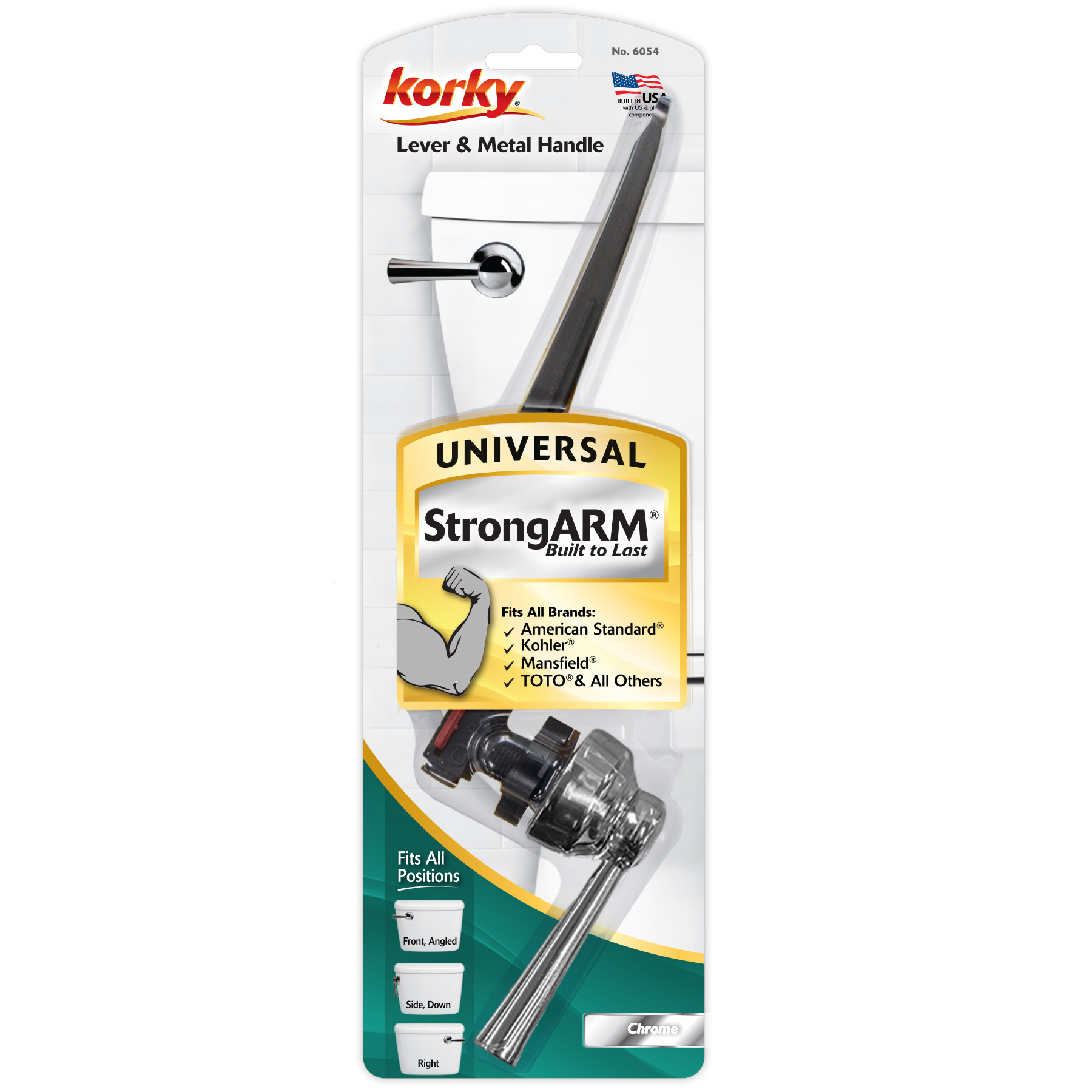 chrome simple style toilet handle in packaging