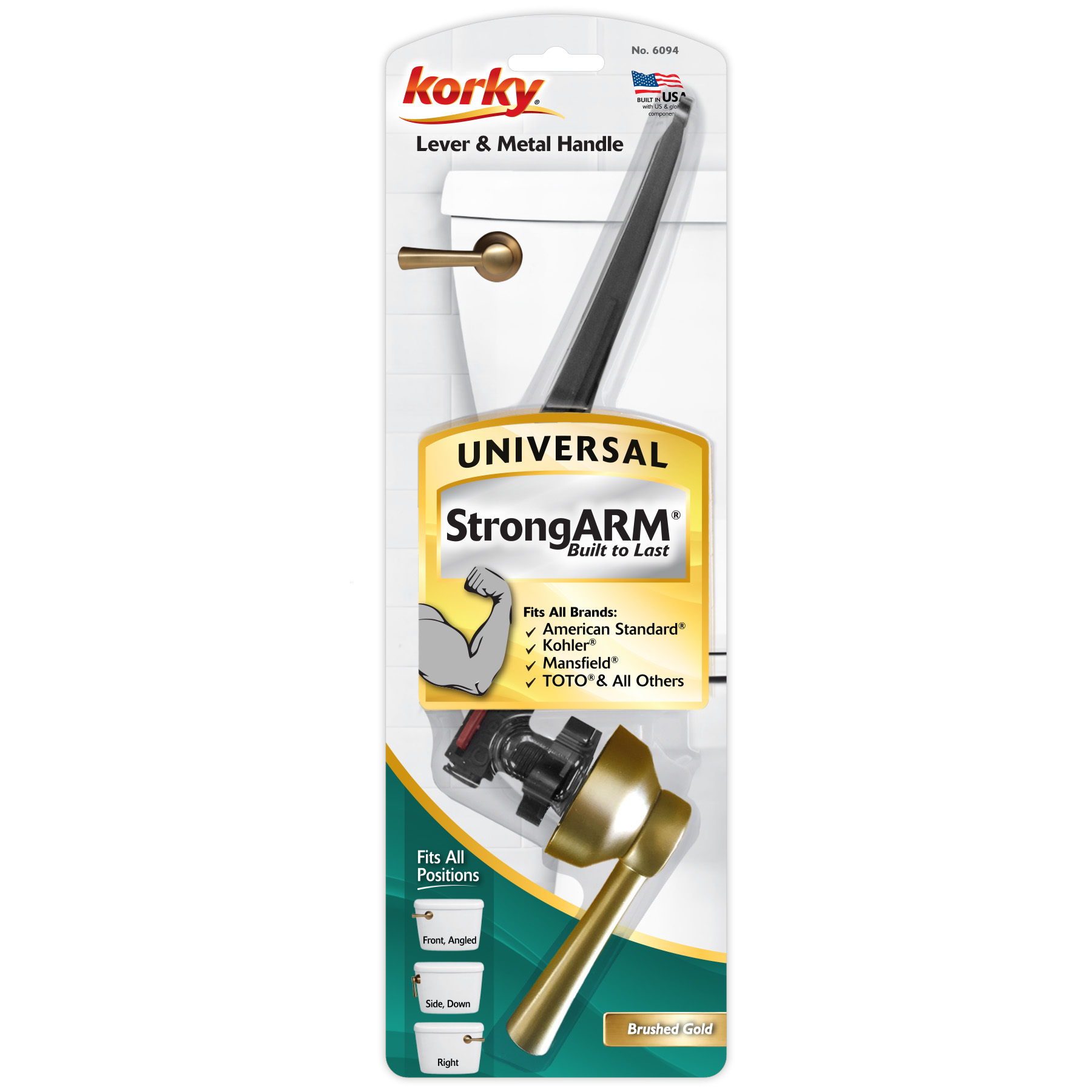 brushed gold simple style toilet handle in packaging