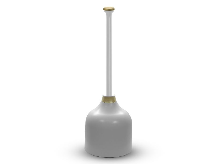 gray and gold designer series toilet plunger and holder